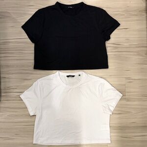 Cuts Almost Friday Black and White Crop Tops (2 pack)